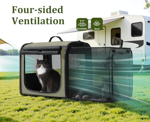 Dog Car Carrier Light Weight,Expandable,Foldable Dog Carrier, Green - Image 6