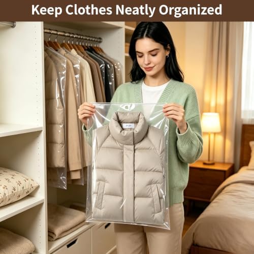 14x20Inch Self Sealing Cellophane Bags - 60Pcs Clear Poly Bags for Clothing Packaging,Coats & Winter Apparel,Clear Plastic Bags for Small Business & Retail Display - Image 4