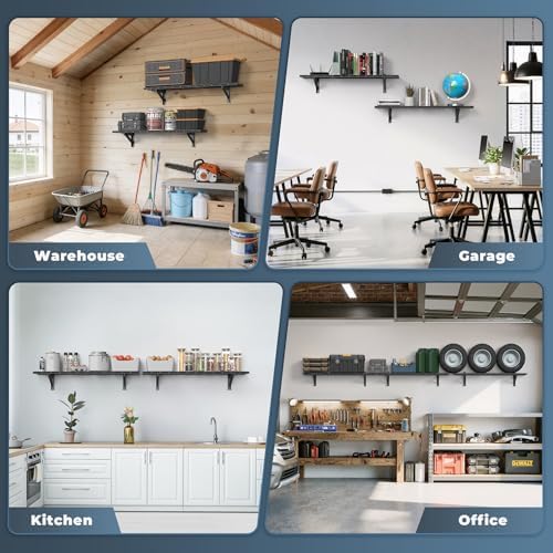 Jusgym 2 Pack Wall Mounted Garage Shelving, 1x4ft, 700lbs Integrated Grid - Image 6