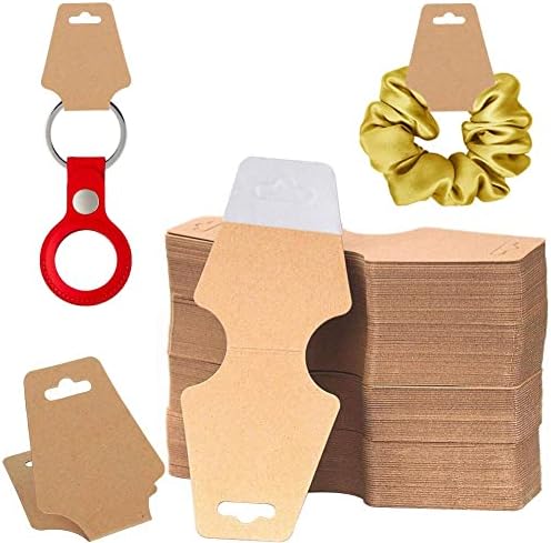 200 Pieces Keychain Display Cards with Adhesive Necklace Bracelet Jewelry Hanging Blank Kraft Paper Packaging Tags by BIKCZEWIN