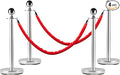 4Pcs Stanchions and Cords Silver Stainless Steel Crowd Control Barriers by Unknown
