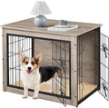 Yaheetech 32in Wooden Dog Crate Furniture w/Cushion for Medium Dogs, Gray by Yaheetech
