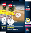 Avery® High Visibility Printable Round Labels, Sure Feed® Technology, 2.5" Diameter, White, Laser Printer, 300 per Pack, 2 Packs, 600 Customizable Blank Labels Total (45294) by Avery