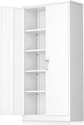 Greenvelly White Metal Storage Cabinets 72” Garage Steel Storage Cabinet by Greenvelly