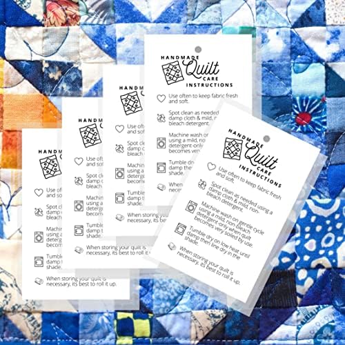 Handmade Quilt Care Instruction Cards | 30 Pack | 2x3.5” in Tags | Quilt Care Cards | Care Instructions for Homemade Quit Makers | White and Black Design - Image 5