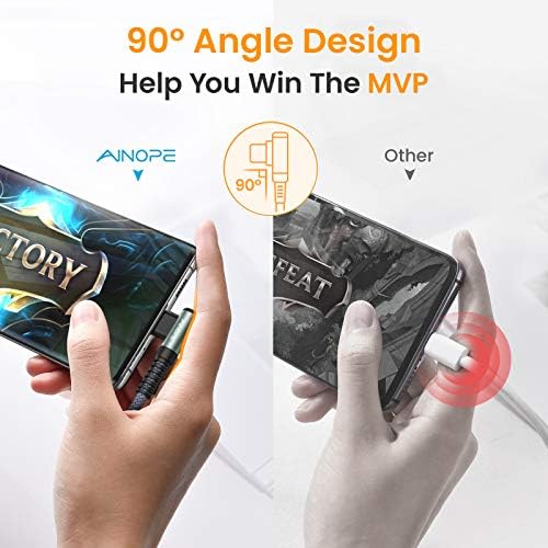 AINOPE 2-Pack USB to USB C Cable 3.1A Fast Charge, [3.3FT+10FT] Right Angle Type C Charging Cable, Durable Nylon Braided USB C Cable Fast Charge Compatible Galaxy S10 S9 S8 Plus S21, LG V30,V20,G6 - Image 2