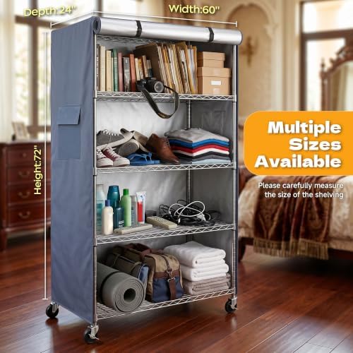 Shelving Rack Cover, Fits 60"W x 24"D x 72"H Commercial Storage Rack - Image 4