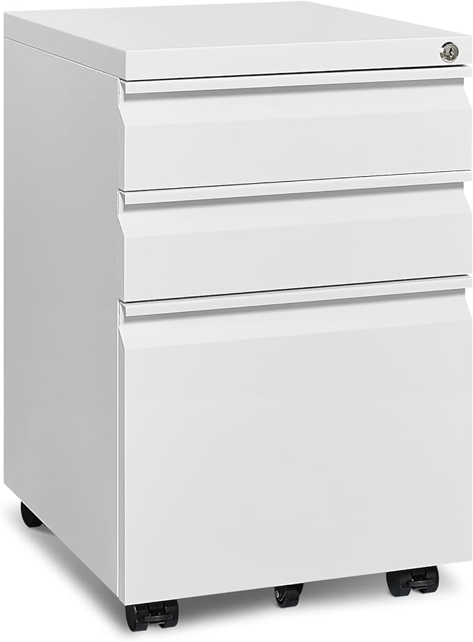 Mobile File Cabinet for Home Office, Lockable 3 Drawer Filing Cabinet by Approgreent