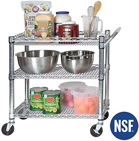 Seville Classics 3-Tier UltraDurable Commerical-Grade Heavy-Duty NSF-Certified Service Utility Storage Cart, 33.75" W, Chrome (1 Pallet of 35 Packs) - Image 5