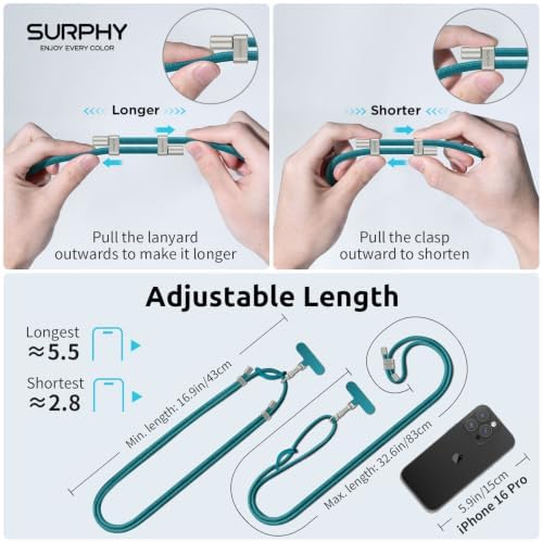 SURPHY Phone Lanyard Crossbody, Phone Strap Crossbody with 2 Tether Tabs - Image 3