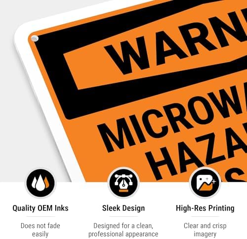 OSHA Warning Microwave Hazard in This Area with Graphic Sign, - Image 5
