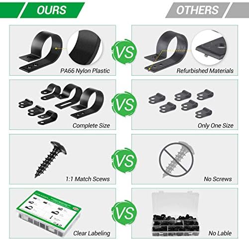 300PCS Nylon R-Type Cable Clips for Cable Management with M4 Screw, 6 Sizes - Image 3