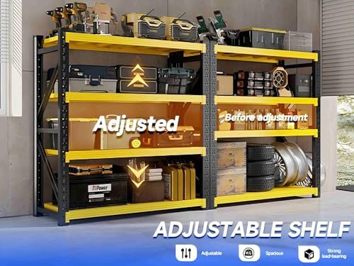 79" H Garage Storage Shelves,3000LBS Garage Shelving Heavy Duty Adjustable Shelving Unit,4 Tier Metal Utitly Shelves Industrial Shelving for Warehouses,Basement,Black-Orange - Image 4