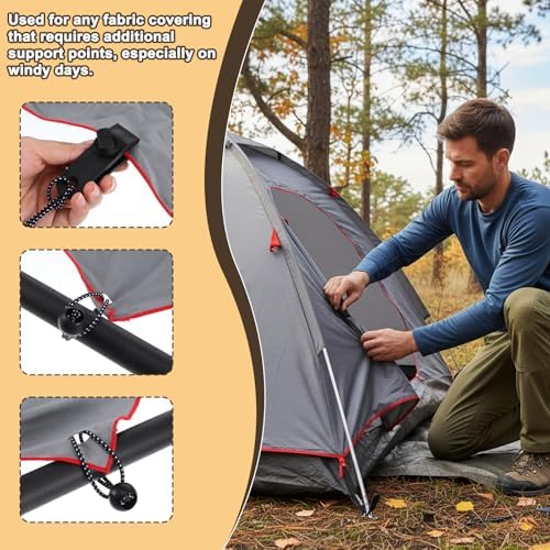 108Pcs Tarp Clips Heavy Duty with Carabiner Clips and Bungee Cords Set, Shark Tent Fasteners Clips Holder for Swimming Pool Cover Awnings Outdoor Camping Caravan Canopies Car - Image 5