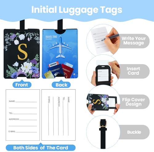 2 Pack PU Leather Privacy Luggage Tags, Double-Layer Hidden ID - Image 2