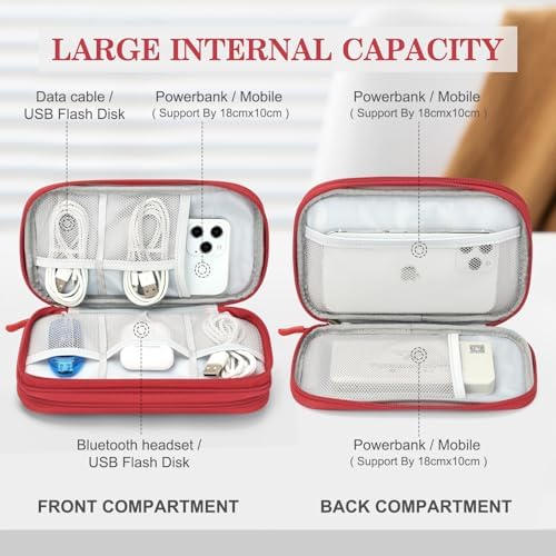 FYY Electronic Organizer, Travel Tech Pouch Bag, Medium, Red - Image 3