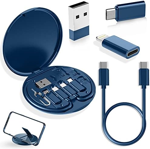 YANZIE USB Adapter Kit, USB C Travel Organizer Case with Phone Stand, Blue by YANZIE