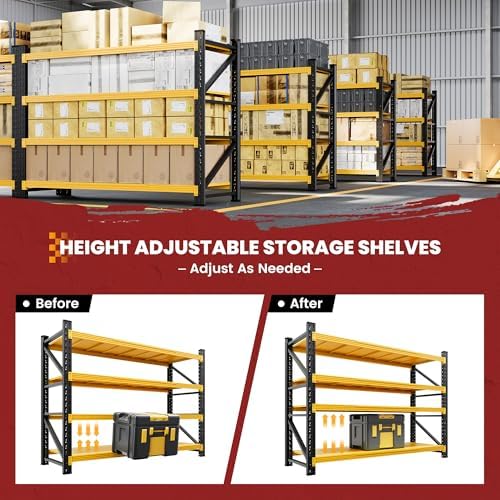 60" Wide Storage Shelves, 5000LBS Garage Shelving Heavy Duty, Standing Shelf Units, 4 Tier Metal Adjustable Storage Shelving Rack for Shop Warehouse Basement, 60'' W x 24''D x 70'' H - Image 4