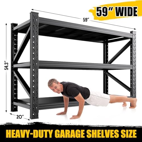 2 Set 5000LBS Heavy Duty Storage Shelves, Adjustable Garage Shelving Unit, Rust Proof Large Metal Storage Rack, 20"Dx59"Wx54.3"H Industrial Shelving for Warehouse, Basement, Shop, Supermarket - Image 3