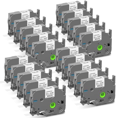 20-Pack Replacement for Brother P-Touch Tape 12mm 0.47 Laminated White by Labelife