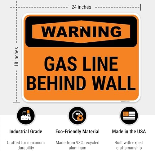 Warning Gas Line Behind Wall OSHA Sign, - Image 3