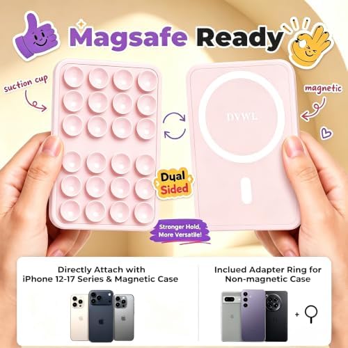2026 Upgraded Magnetic Suction Sticky Phone Grip for Magsafe, Chalk Pink - Image 2