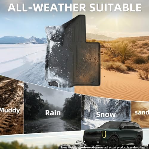 Custom Fit All Weather TPE Floor Mat for 2027 Kia Telluride Hybrid (7/8 Seats, Driver/Passenger Single Mat), Waterproof Anti-Slip Floor Liner - Image 5