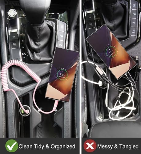 USB C to C Cable 6FT, 2Pack Coiled USB C Fast Charging Cable for CarPlay - Image 6