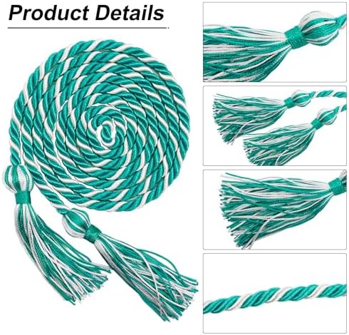 GraduationMall Graduation Honor Cord 68" TurquoiseWhite - Image 3