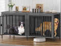 EasyCom 78.74" Dog Crate Furniture for 1 or 2 Dogs, 35-60 Pounds, Dark Grey by EasyCom