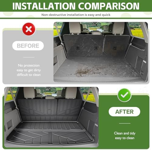 Cargo Liners for 2018-2024 Ford Expedition Max/Lincoln Navigator L Trunk Mat with Seat Back Cover Accessories, All Weather Rear Cargo Mat Backrest Protector(Only for Max & L Models) - Image 3