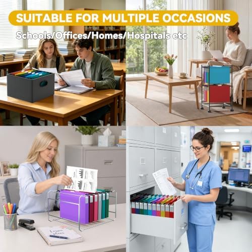 Plastic Hanging File Folders Letter Size,12 Pack Durable Filing Cabinet Folders with Tabs,1 inch Expanding Hang Folder for Home Office,Colored Heavy Duty File Folder Hangers for File Frame Box - Image 6