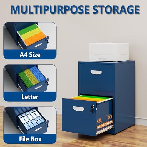 Polup 2 Drawer File Cabinet with Lock, Metal Filing Cabinet for Home Office - Image 4