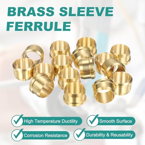 PATIKIL 12 mm OD Tube Compression Sleeves Ferrules, 16 Pack Brass Ferrule Compression Fittings for Water Oil Air Pipes - Image 3
