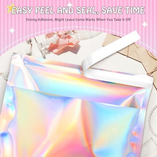 FUNFERY 6.3x9.4in Holographic Mylar Poly Mailers Self Sealing Adhesive Bag - Image 2