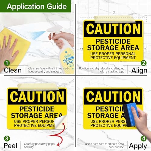 Caution Pesticide Storage Area Use Proper Personal Protective Equipment Sign, 10x7 Inches, 4 Mil Vinyl Decal Stickers Weather Resistant, Made in USA by My Sign Center - Image 3