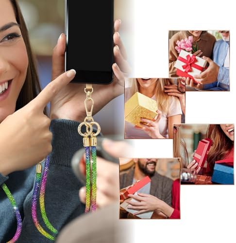Crystal Phone Strap Crossbody and Wrist Lanyard, Anti Theft Layered & Wrist Strap Cell Phone Neck for Women - Image 5