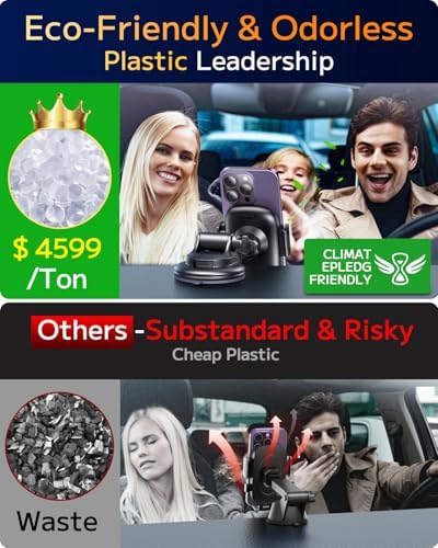 Qifutan Phone Holders for Your Car with Military-Grade Suction Phone Stand for Car [Super Stable] Automobile Car Mount for iPhone Universal Car Dashboard Windshield Mount Fit iPhone Smartphones - Image 2