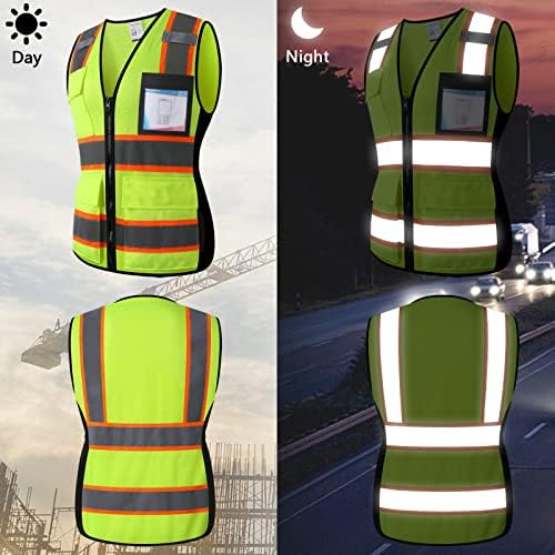 Hi Vis Reflective Safety Work Vest for Women,KZW,Yellow,XL - Image 3