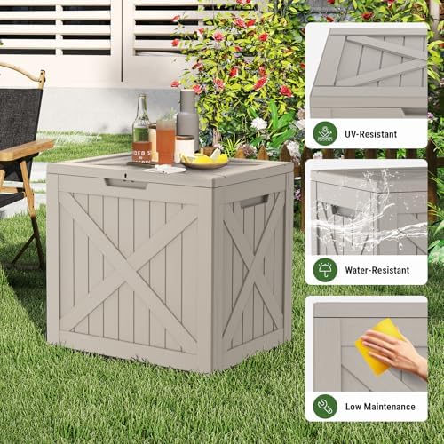 Mars Villa 31 Gallon Deck Box, Waterproof Outdoor Storage Box, Grey - Image 5
