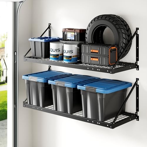 FLEXIMOUNTS 2-Pack 2x4 ft Wall Shelving Garage Storage Rack, Black by FLEXIMOUNTS