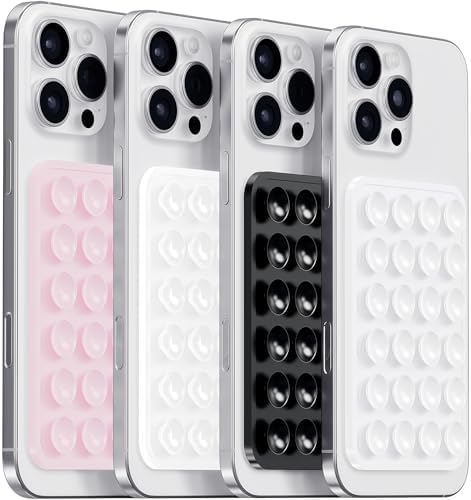 LvShuLiangPin Anteel Silicone Suction Phone Case Mount, Silicon Adhesive Phone Accessory for Smartphones, Hands-Free Mirror Shower Phone Holder for Selfies, Tiktok Videos (LPK&WHT&TP&BLK) by LvShuLiangPin