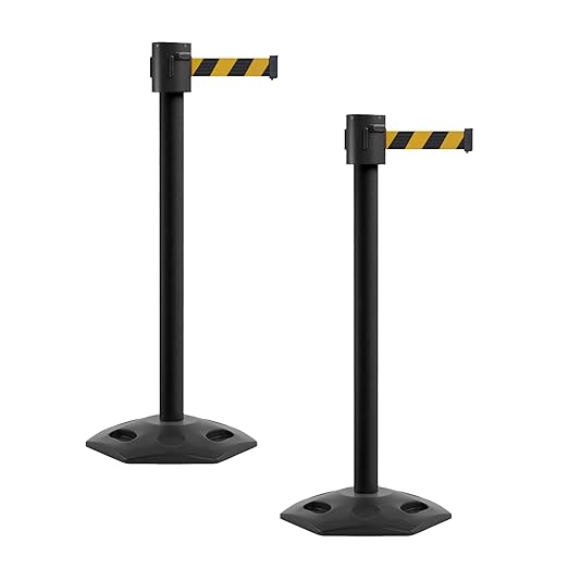 Montour Line MSR760 Set of 2 Retractable Belt Barrier Stanchion, Rubber Base by Montour+Line