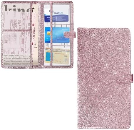 Ziciner Car Registration and Insurance Holder, Auto Card Document Glove Box Organizer with Magnetic Closure, Universal Vehicle Interior Accessories for Cars SUVs (Glitter Pink-Large) by Ziciner