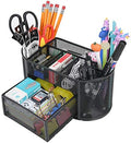 Desk Organizer with 9 Compartments, Mesh Office Organization for Scissors, Post-it, Sticky notes, Pen Holder, Metal Office Desk Organizers and Accessories by YAHENLI