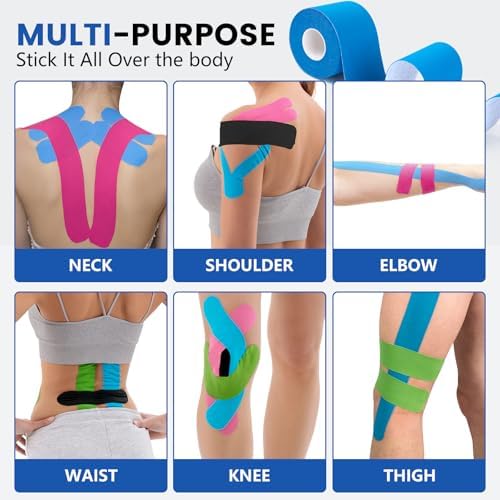 5 Rolls Kinesiology Tape, 5 Colors 2 inch x 16.4 Feet Waterproof Athletic Tape, Uncut Kinetic Tape, Elastic Muscle Tape, Sports Tape, Knee Tape for Exercise and Daily Use - Image 4
