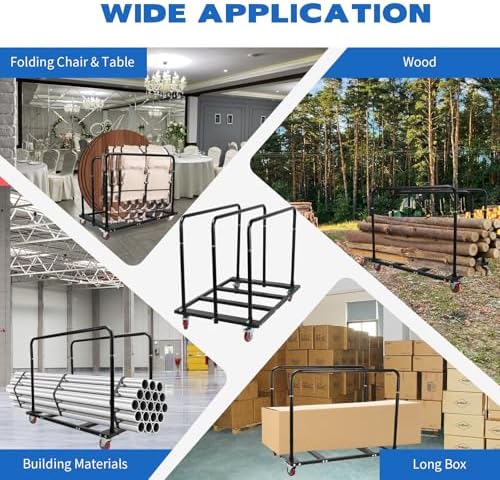 Folding Table Cart, Heavy Duty Panel Cart with 1,800LBS Capacity & 10 Table Holder, Features Swivel Casters for Easy Transport, Ideal for Catering Events, Wedding Receptions, and Conference Setups - Image 7