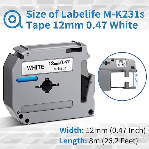 8 Pack Labelife M-K231 Label Tape Replacement for Brother P Touch M Tape - Image 3