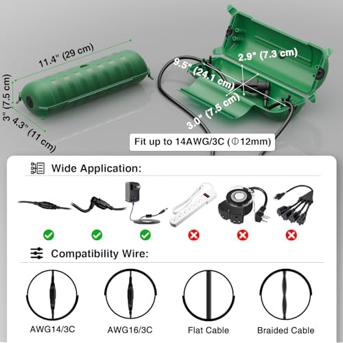Flemoon Outdoor Extension Cord Safety Cover, IP44 Waterproof Electrical Box - Image 2