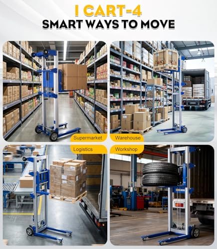 Material Lift Winch Stacker, 123'' Manual Material Lifts, Heavy Duty Pallet Truck Dolly with Adjustable Fork,6 Wheels, Adjustable Straddle Hand Winch Lift Trucks for Warehouse, Factory, Load 410 Lbs - Image 7